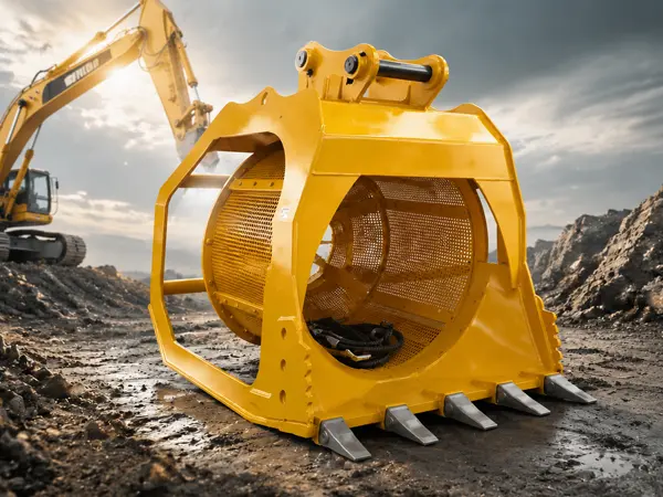 Godet cribleur rotatif pour excavatrice : faire du traitement des matériaux un processus transparent