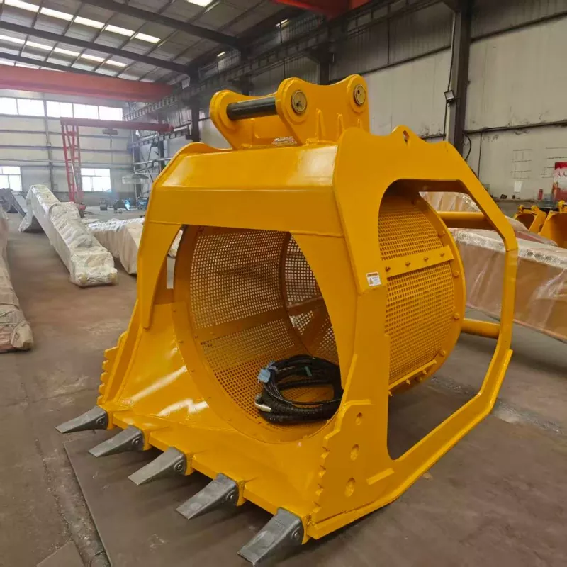 Godet cribleur rotatif pour le dragage et la construction